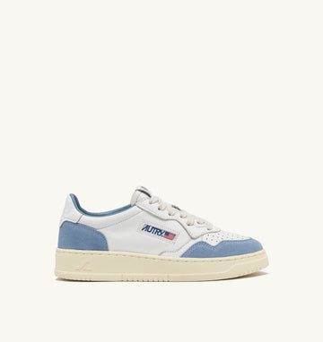 MEDALIST LOW IN PELLE E SUEDE BIANCA E CELESTE