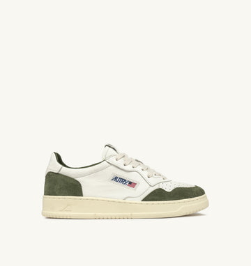 MEDALIST LOW IN PELLE E SUEDE BIANCA E MILITARY