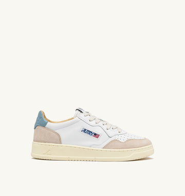 MEDALIST LOW IN PELLE E SUEDE BIANCO E SILVER BLUE