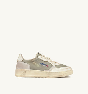 MEDALIST LOW SUPER VINTAGE IN PELLE E MESH MILITARY E BIANCO