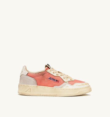 MEDALIST LOW SUPER VINTAGE IN PELLE E MESH ROSSO E BIANCO